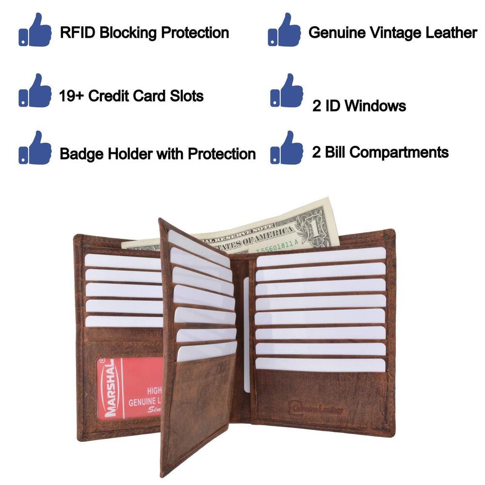 4439 Bifold Leather RFID Blocking Wallet & | Leather Holder With 20 Slots - Picture 7 of 9